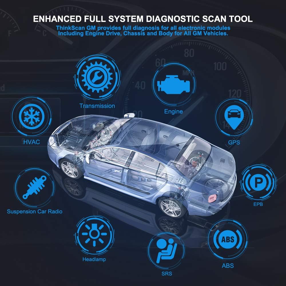 ThinkScan Diagnostic Scan Tool for GM, OBD2 Scanner Car Code Reader SAS ETS EPB Oil Light Reset Service for GM Vehicles After 1996 (for Buick/Chevrolet/Cadillac/GMC), Lifetime Free Update Pack of 2
