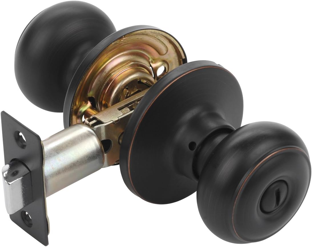 Dynasty Sierra Privacy Door Knob Aged Oil Rubbed Bronze Bed and Bath Keyless Door Handles Contractor Pack (3 Pack) Pack of 2