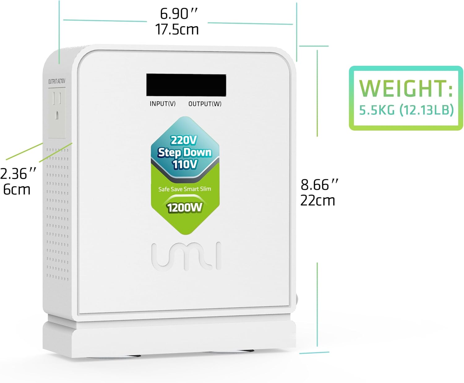 UMI 220V to 110V Step Down Voltage Converter 1200Watts Continuous Full Load Capacity