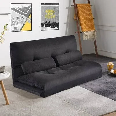 Armless Sofa Bed Latitude Run Color: Black