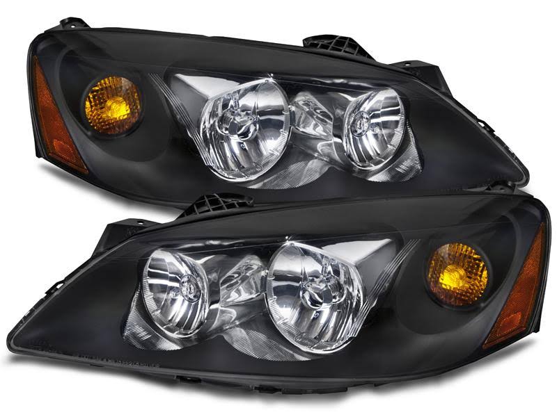 Perde 2005-2010 Pontiac G6 Halogen-Type Black Housing Headlights Set Pair