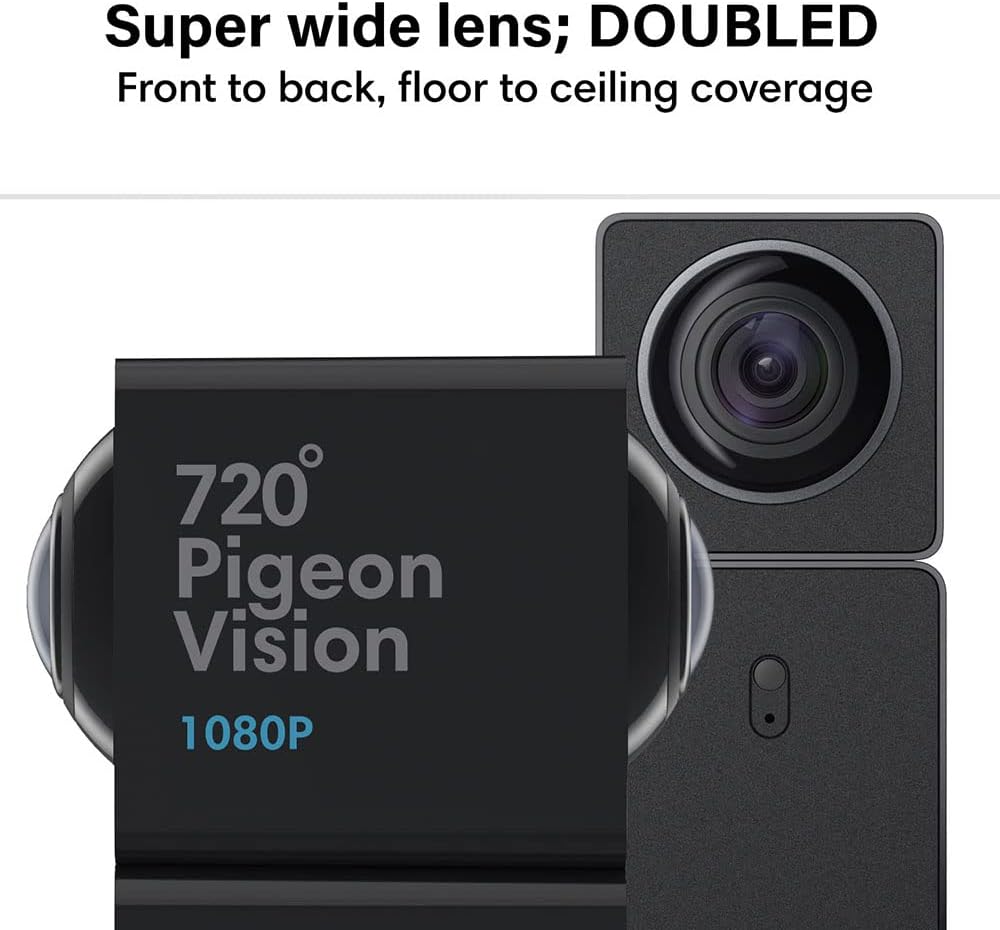 See 4 Areas with 1 Camera, Indoor WiFi Home Security Camera with Audio, 360° Video Coverage, Night Vision, Motion Detection, 1080P FHD, Mobile App with Alerts, Cloud Storage, Alexa & Google Assistant Pack of 2