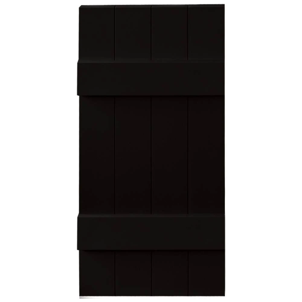 Builders Edge 14W in. Closed Board-n-Batten Vinyl Shutters Black