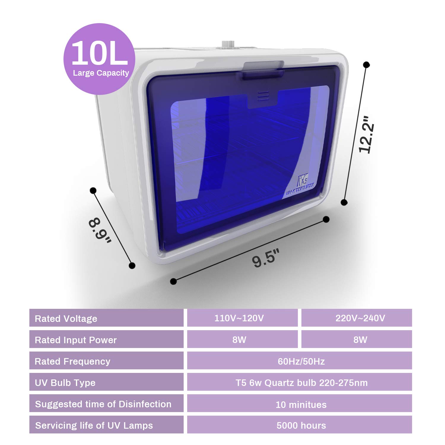 UV Sanitizer Box, LETORS 10L Large Capacity UV Light Sanitizer Box, for Baby Bottles, Toys, Smartphones, Salon Tools or Other Items, UV Sterilizer Box for Home, School or Salon.