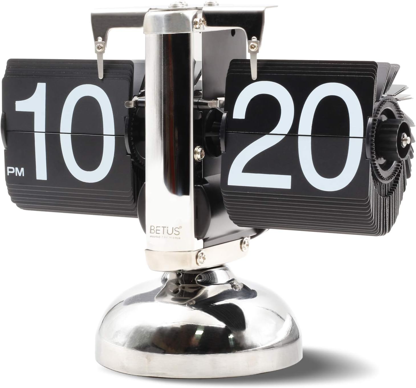 Betus Flip Desk Clock - Mechanical Retro Style -Digital Display Battery Powered - Home & Office D&eacute;cor 8 x 6.5 x 3 Inches (Black)