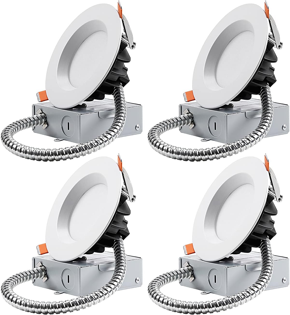 TORCHSTAR 6 Inch LED Slim Recessed Lighting with Junction Box, 18W=150W, CRI 90+, Dimmable Airtight Downlight, IC Rated, 1500lm, 5000K Daylight, ETL/Energy Star/JA8/T24, 5 Years Warranty, Pack of 4 Pack of 2