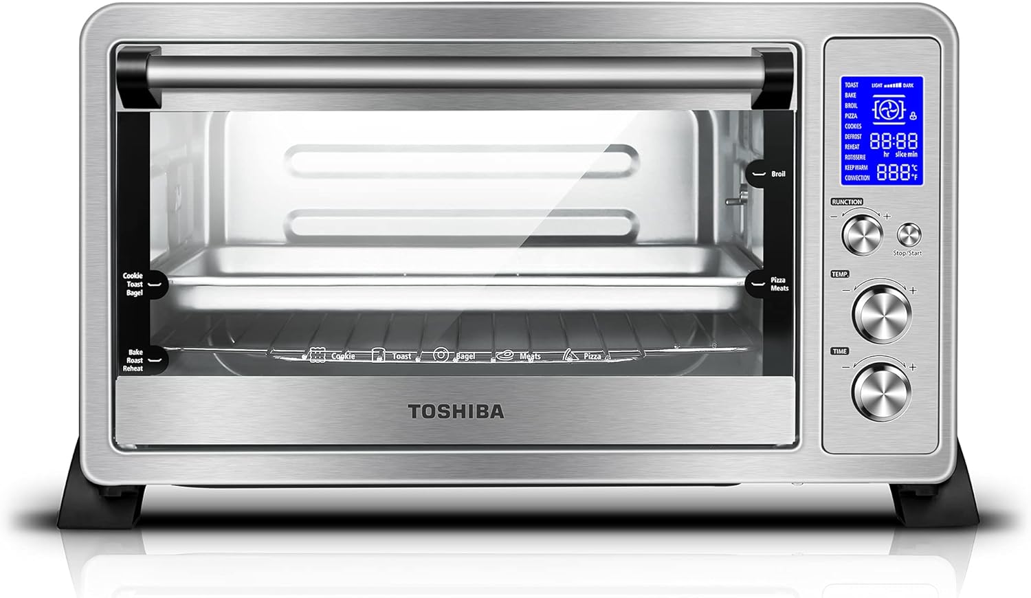 Toshiba AC25CEW-BS Toaster Oven, 6-Slice Bread/12-Inch Pizza, Black Stainless Steel, 1500W