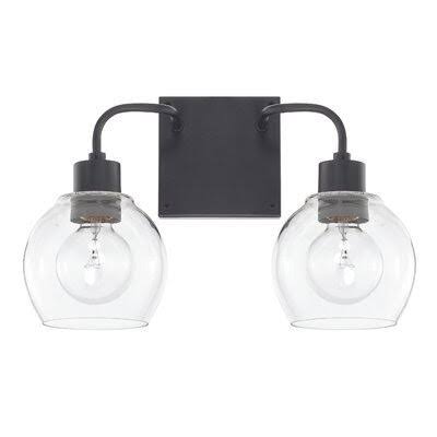 Bailey 2-Light Dimmable Vanity Light Sand u0026 Stable Finish: Matte Black