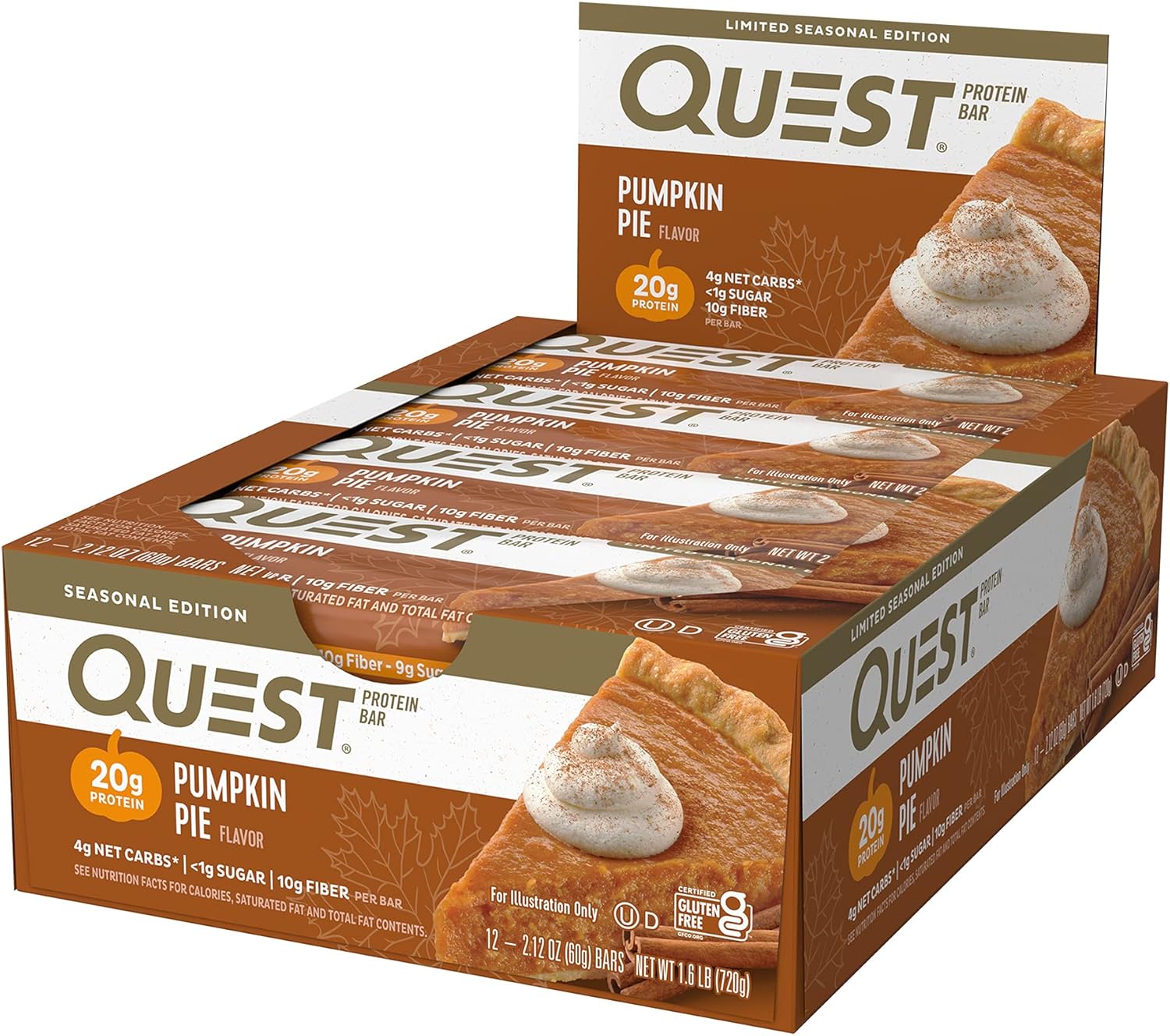 Quest Nutrition Pumpkin Pie Protein Bar, High Protein, Low Carb, Gluten Free, 12 Count Pack of 2
