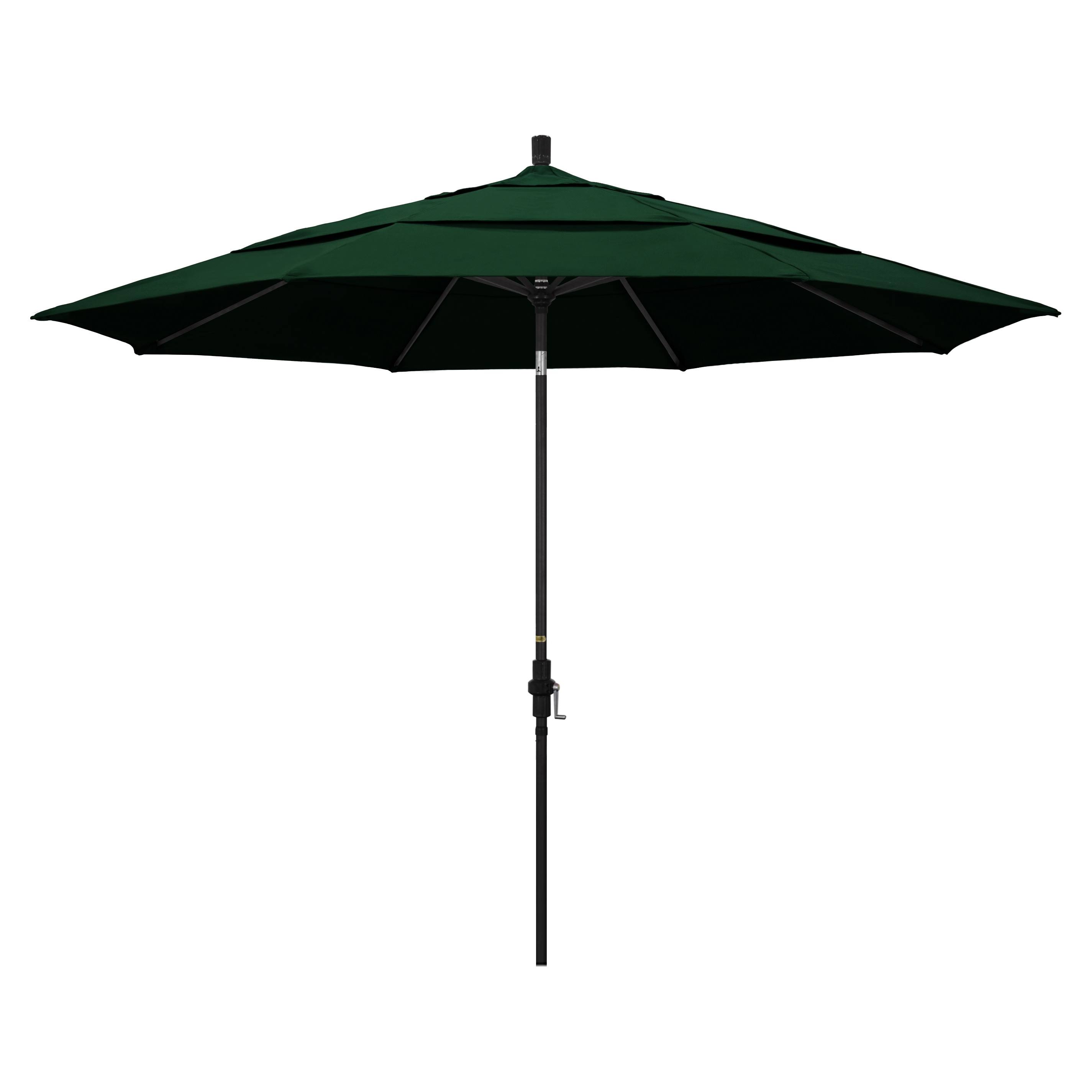 California Umbrella-194061162569-11' Aluminum Market Umbrella with Double Wind Vent F08 - Hunter Green 302: Matted BlackOlefin