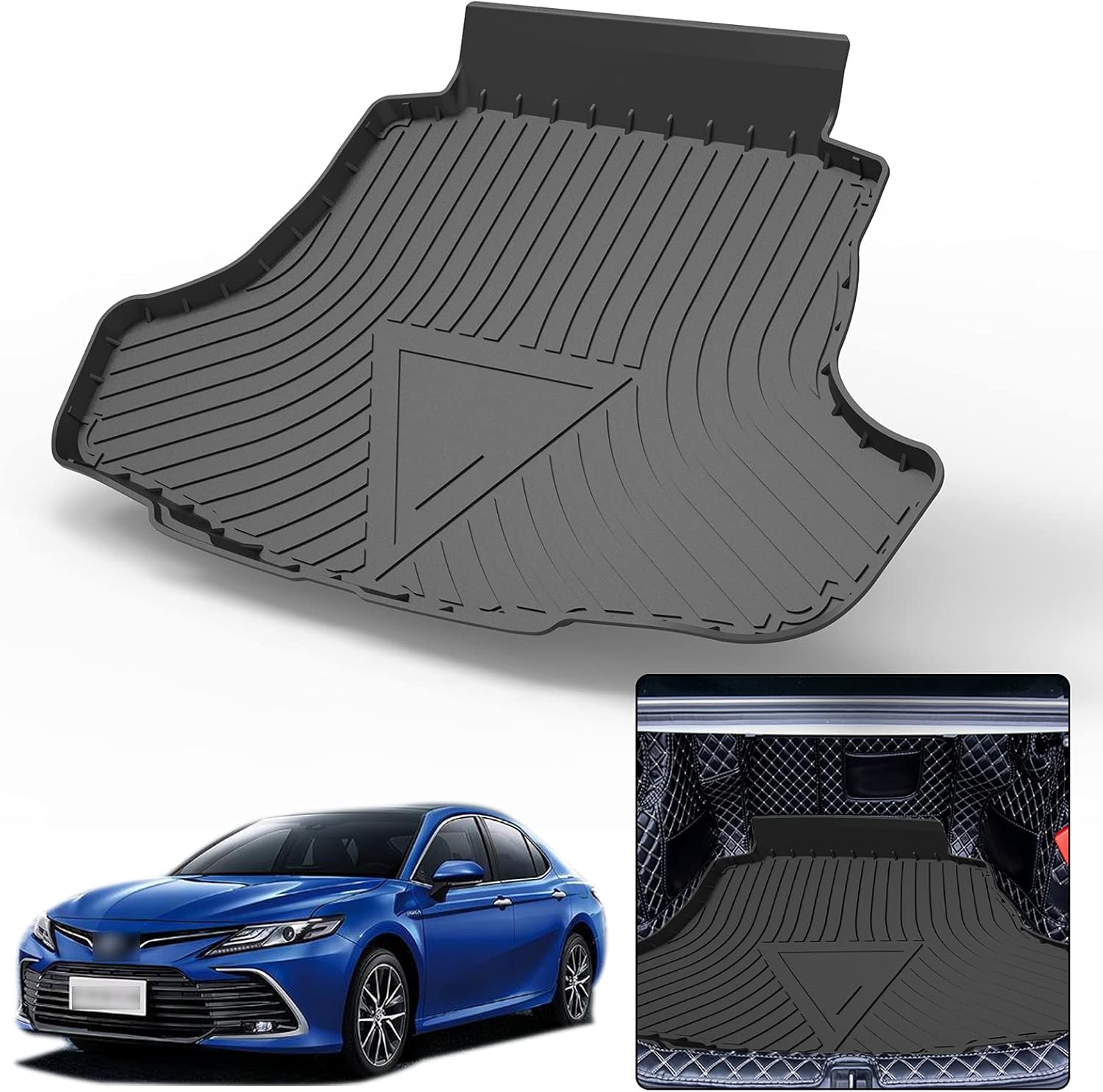 Elsetyler Cargo Liner for 2021 Camry - Black TPO All Weather Heavy Duty Waterproof Rear Cargo Tray Trunk Floor Mat Protector Compatible with 2018 2019 2020 2021 2022 Toyota Camry (KMR-622)