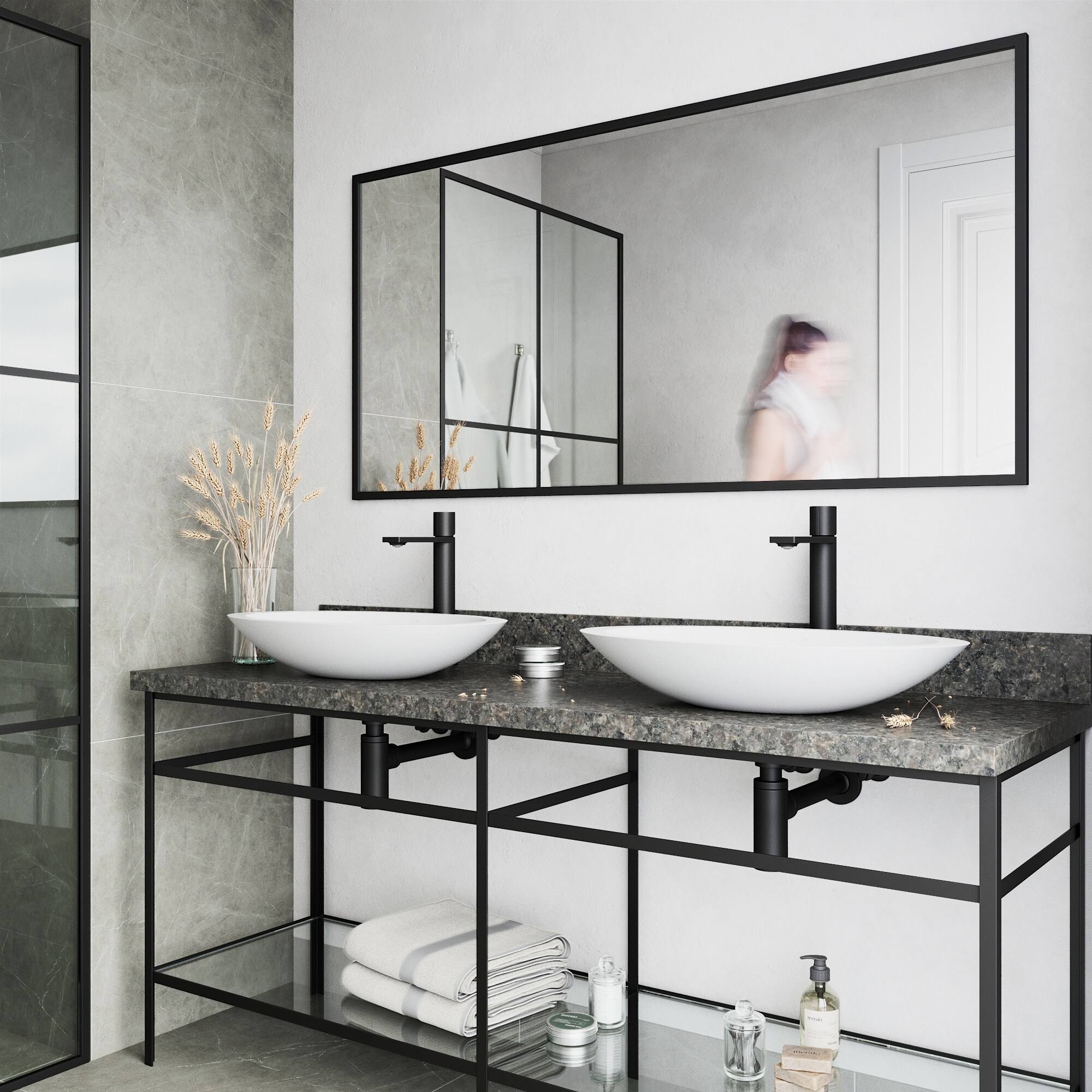 Vigo Wisteria Matte Stone Vessel Bathroom Sink and Gotham Faucet in Matte Black (Matte White) VGT2011