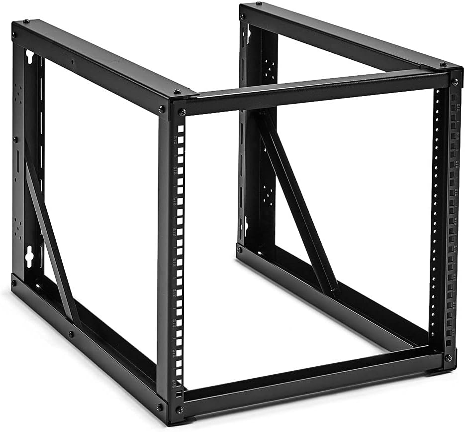 NavePoint 9U Wall-Mount Open Frame Network Equipment Rack, 24.81 Inch Depth, AV Rack, Home Network, 19