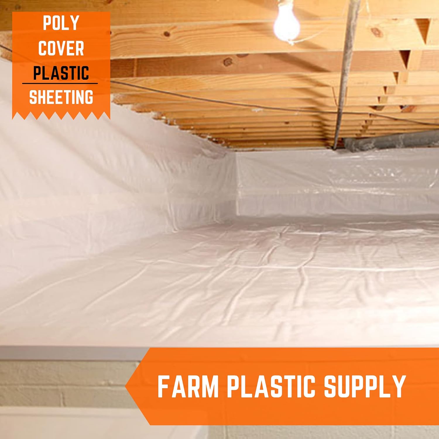 Farm Plastic Supply - White Plastic Sheeting - 10 mil - (10' x 100') - Thick Plastic Sheeting, Heavy Duty Polyethylene Film, Drop Cloth Vapor Barrier Covering for Crawl Space