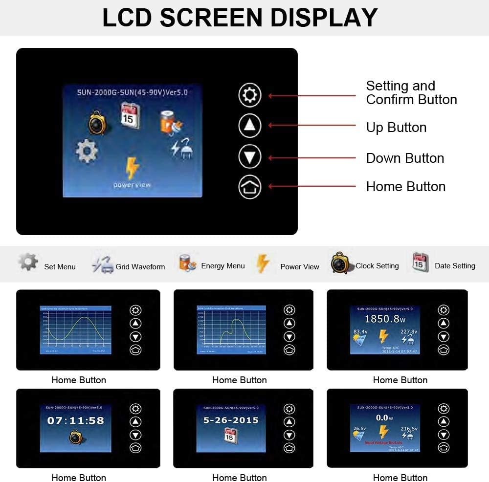 Y&H 1000W Grid Tie Inverter Power Limiter DC25-60V Solar Input AC110V/240V Auto Switch
