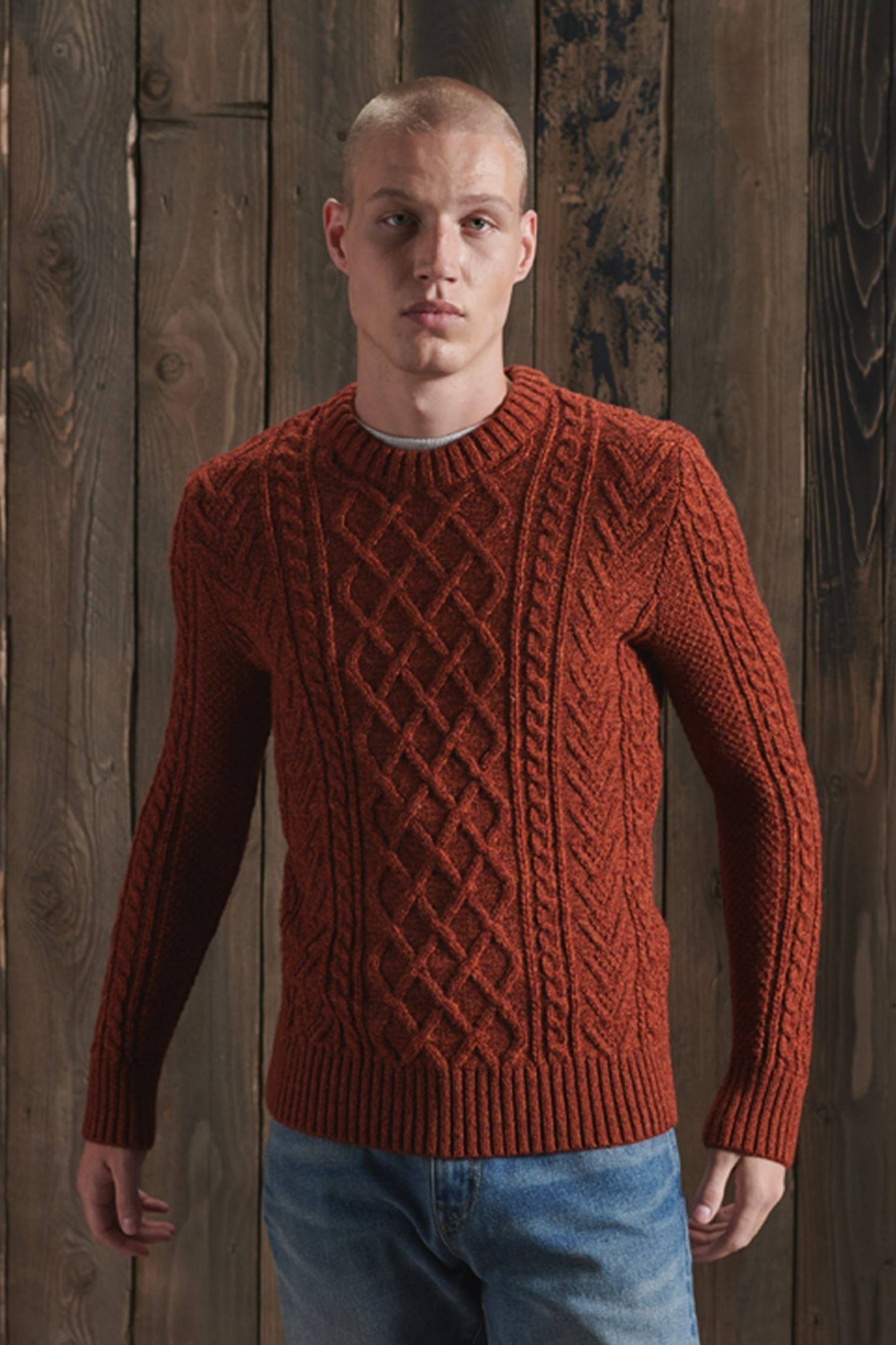 Superdry Jacob Cable Crew, Orange