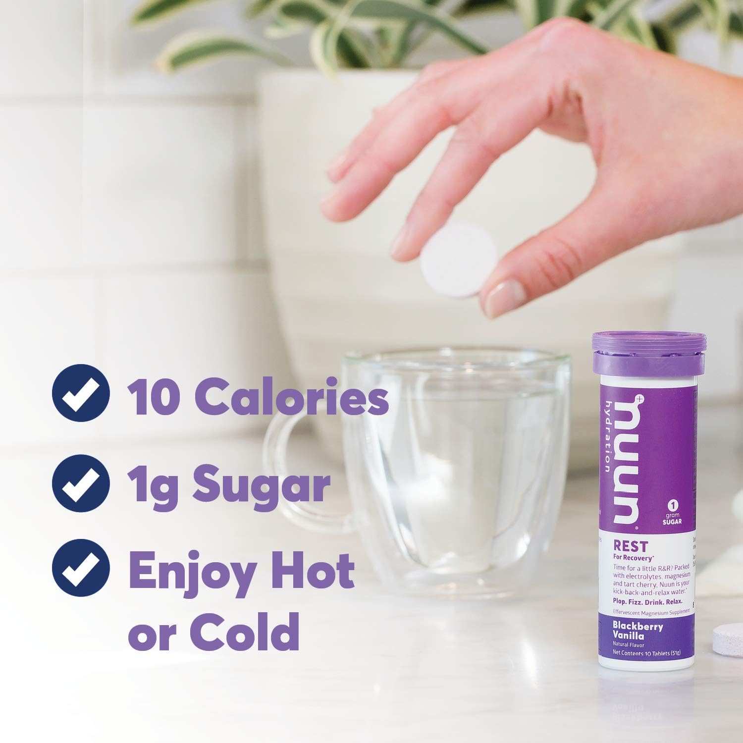 Nuun Rest: Rest and Recovery Drink Tablets, Magnesium Citrate, Tart Cherry, Electrolytes - Lemon Chamomile, 10 Count (Pack of 8) Pack of 2