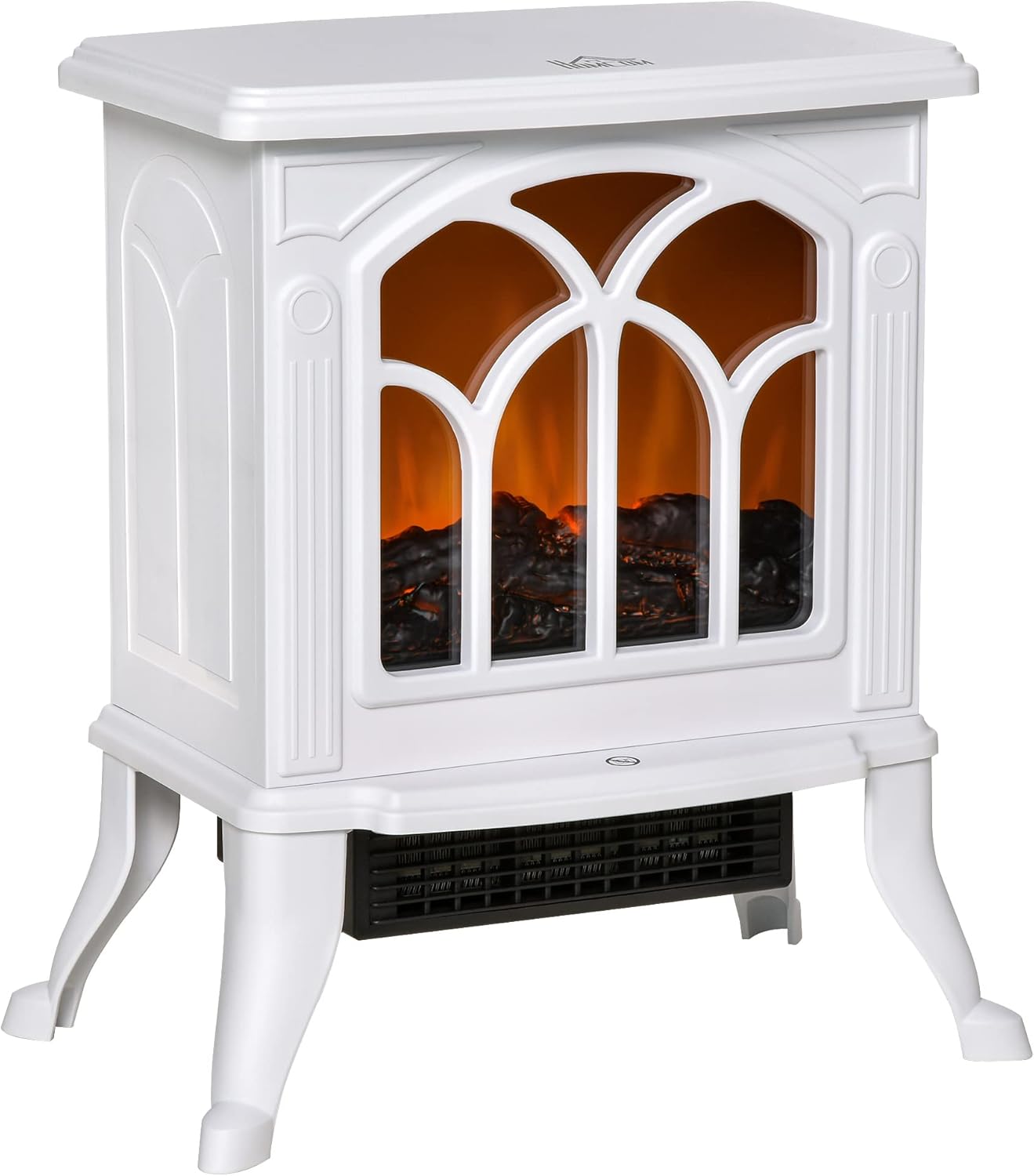 HOMCOM Freestanding Electric Fireplace Stove, Space Heater with Realistic Flame Effect, Adjustable Temperature, and Overheat Protection, 750W/1500W, Black