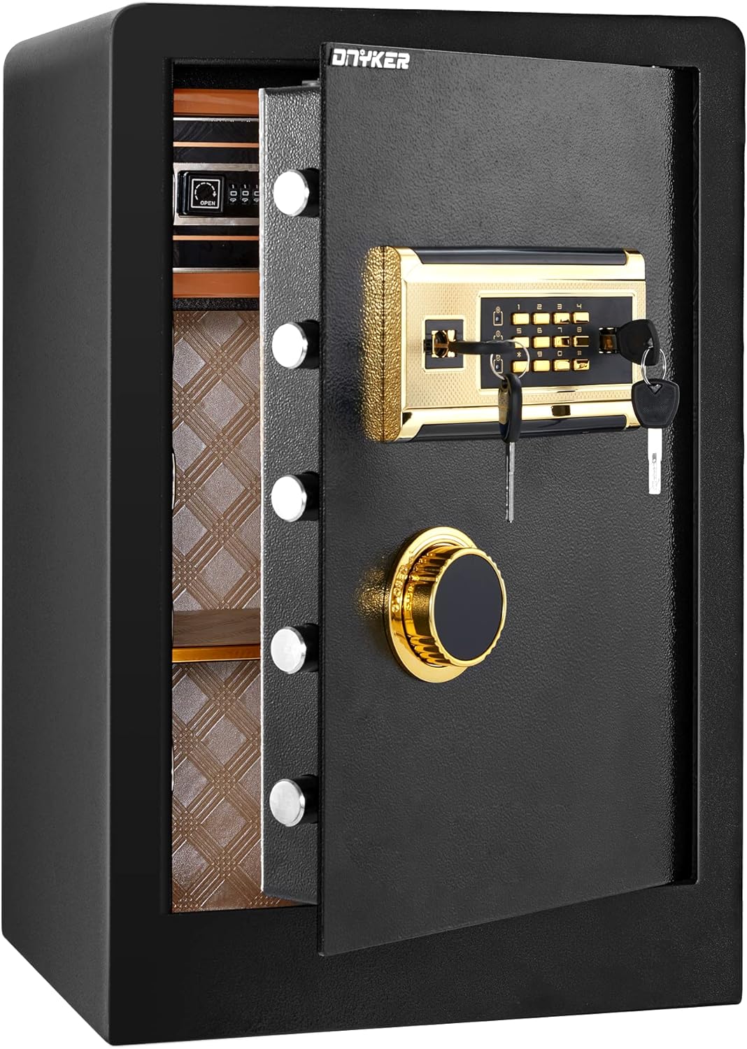 DNYKER Safe Box, 2.05 Cubic Feet Digital Keypad Combination Lock Cabinet with Two Ways to Open, Black Anchoring Security Safe for Home Office Hotel