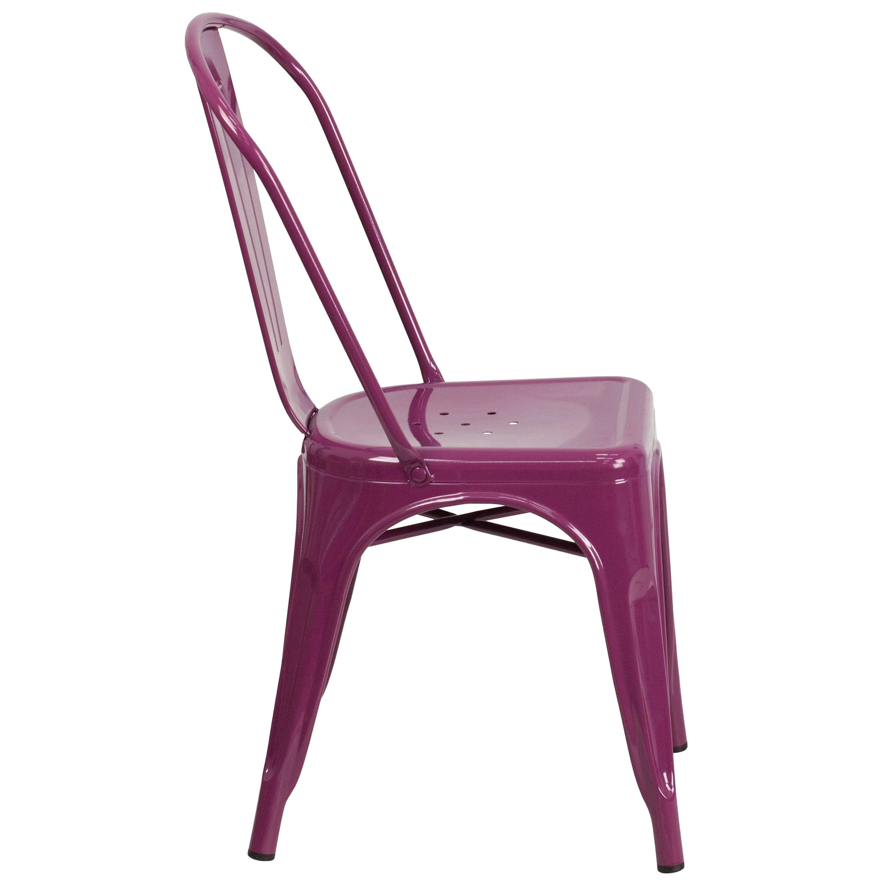 Metal Indoor/ Outdoor Stackable Chair - Purple