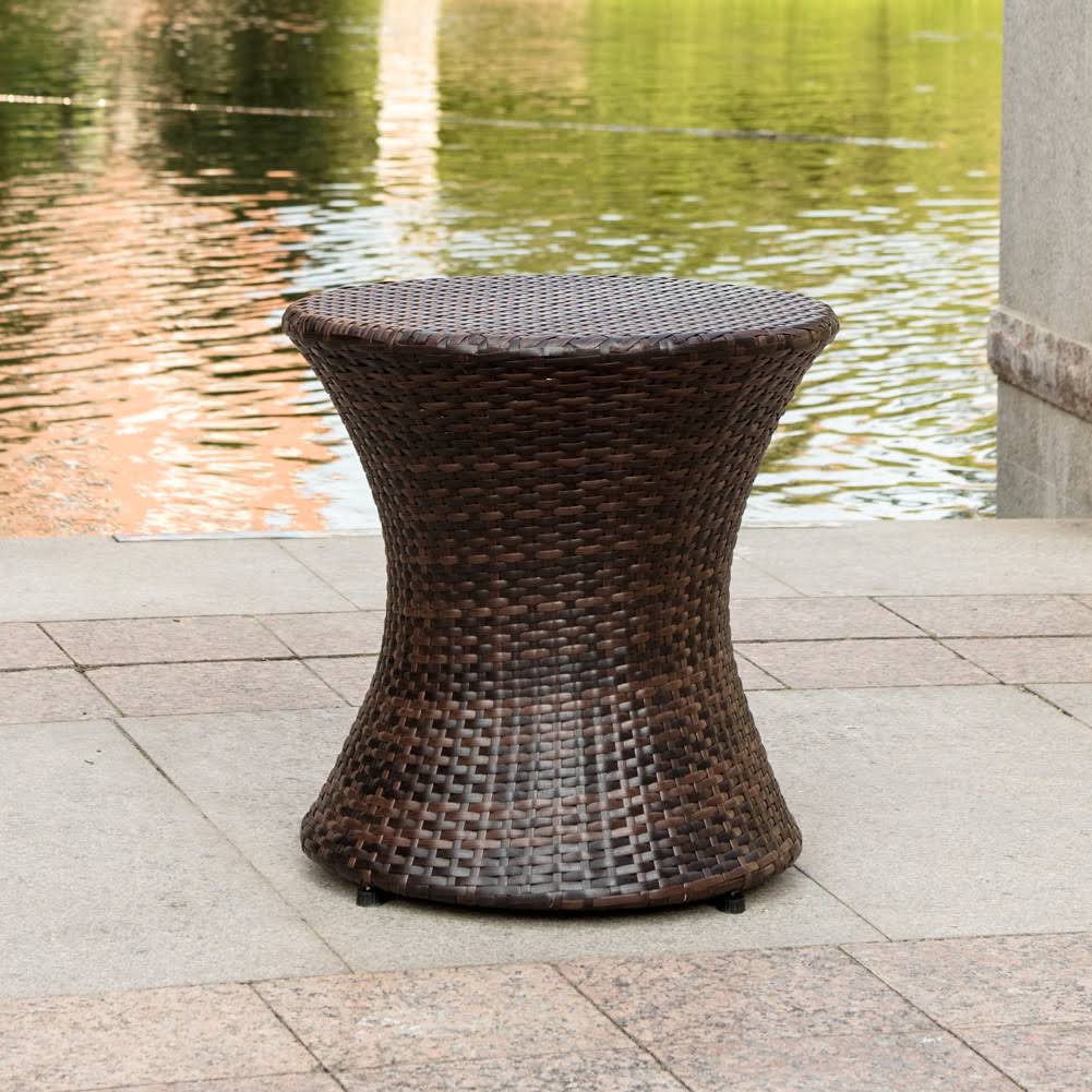 Sundale Outdoor Hourglass Brown Wicker Accent Table