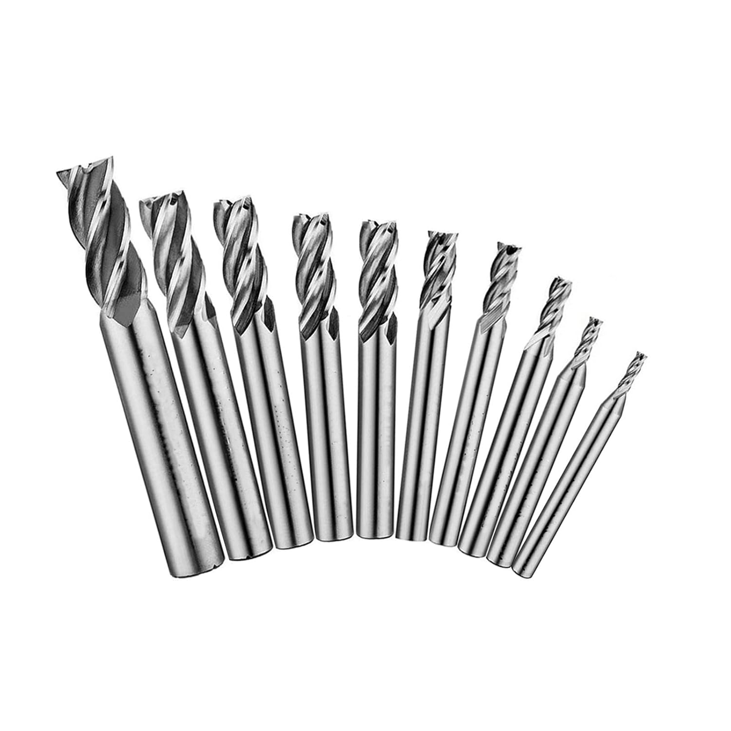 MABUARN 8PCS/9PCS/10PCS End Mills 4 Flutes HSS CNC Cutting Tool Set 1/16