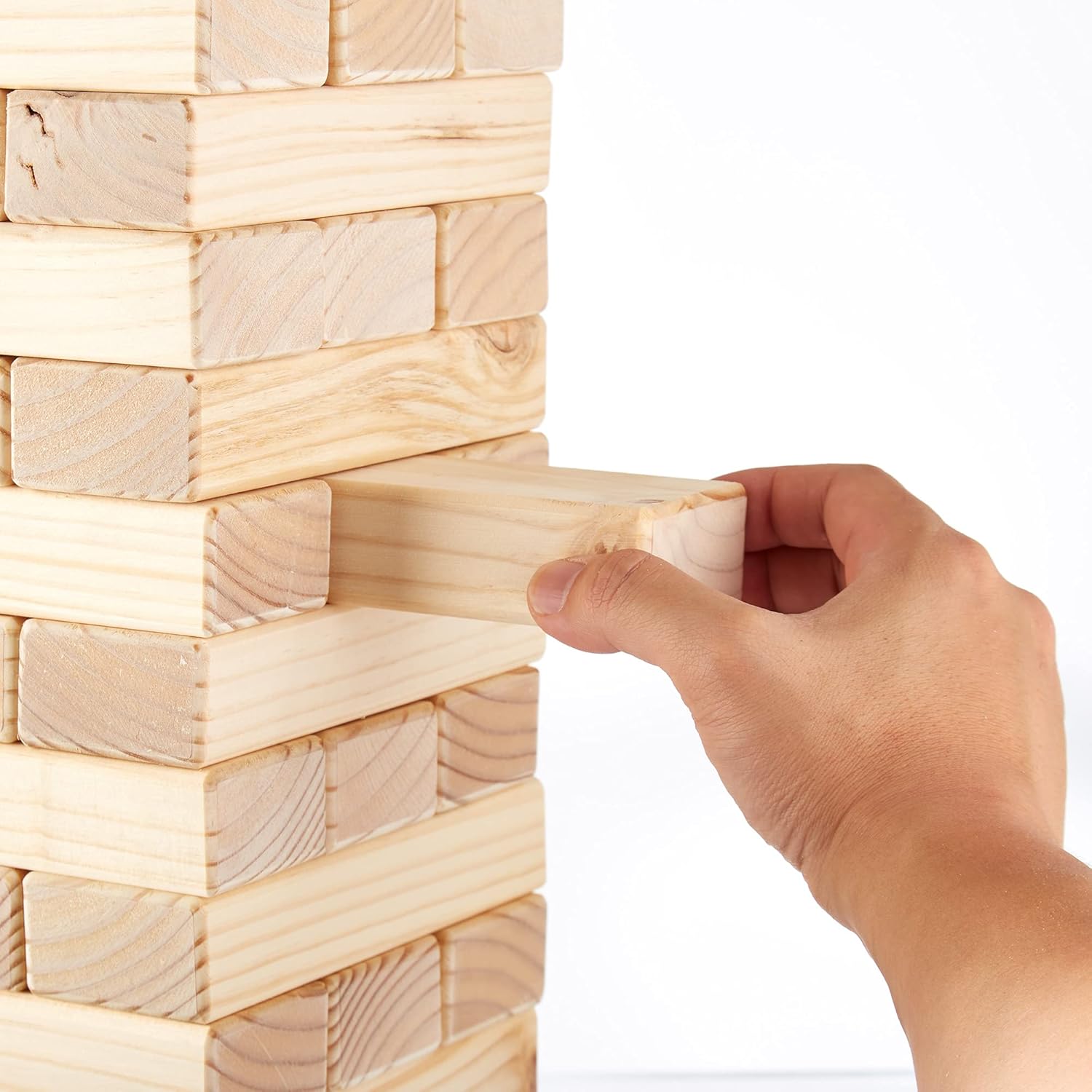 Teetering Tower with Carrying Case - Giant Block Tower Game with Jumbo Wooden Blocks - Stands Up to 4 Feet Tall - Parties, Tailgates, Bar Patios, Beach Fun, and Indoor/Outdoor Play