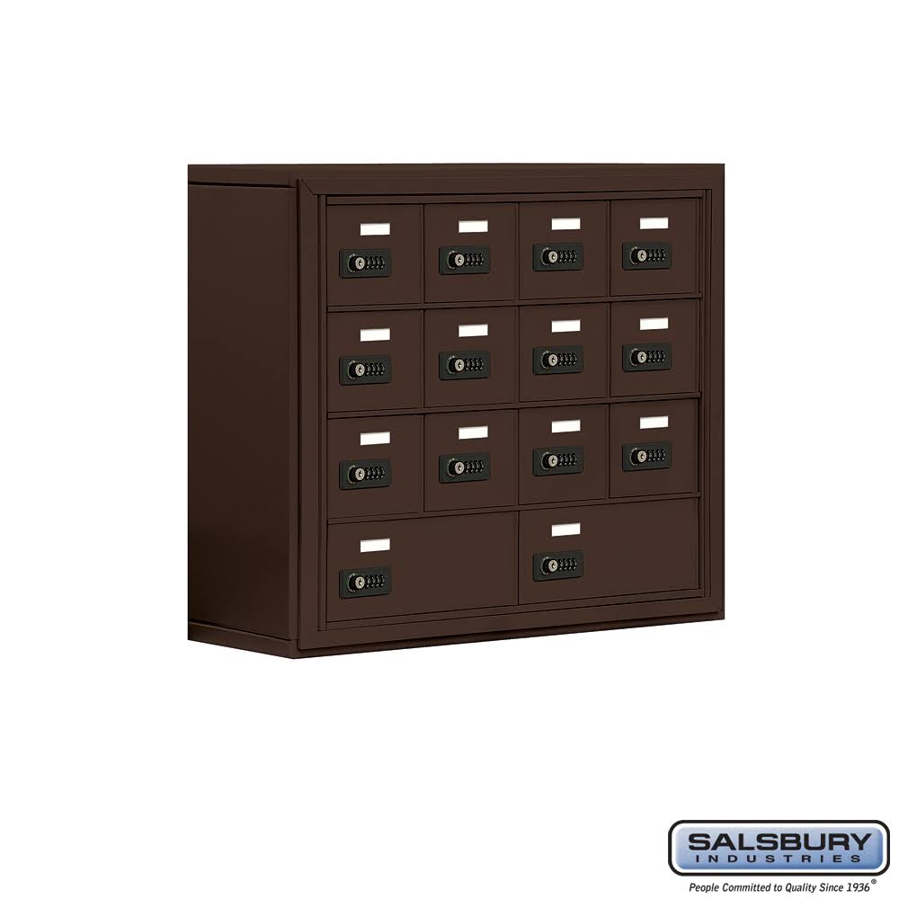 Salsbury 19048-14ZSC 8 in. Cell Phone Storage Locker - 4 Door High Unit - 12 A Doors u0026 2 B Doors - Bronze - Surface Mounted