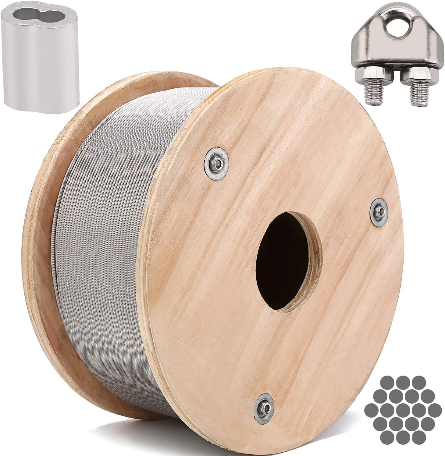 Stainless Steel Cable T316 1x19 500FT Wire Rope 1/8Inch for Decking Railing, Deck Handrails, DIY Balustrade, Aircraft, Light Hanging, Fishing, Railing Project, Marine Grade Pack of 2