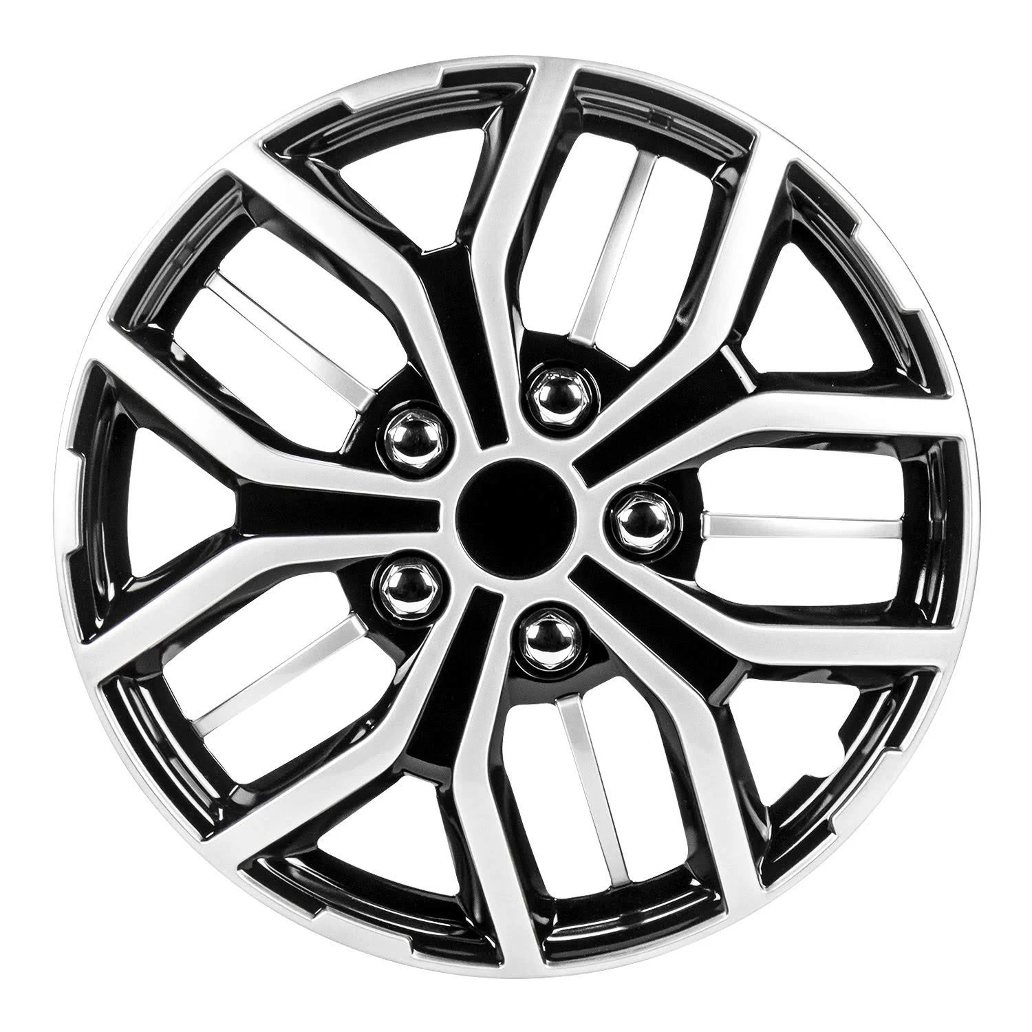 Pilot Automotive Wh142-16s-b 16 inch Super Sport Black and Silver Universal Hubcap Wheel Covers for Cars | Set of 4 | Fits Toyot