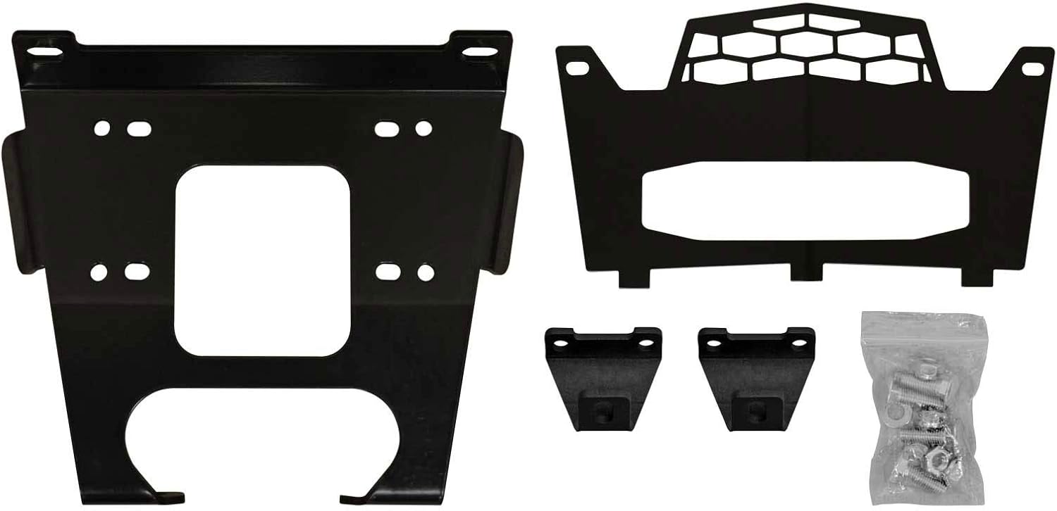 SuperATV Winch Mounting Plate for 2016-2020 Polaris RZR S 1000 | 2019-2020 Polaris RZR S4 1000 | Compatible with Many OEM and Aftermarket Winches | No Drilling Required! Pack of 2