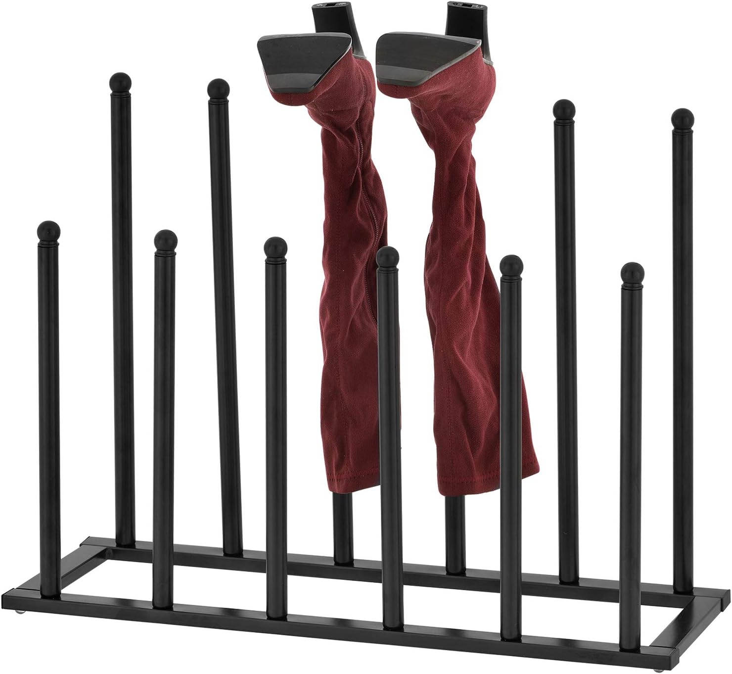 MyGift Modern Black Metal Freestanding Boot Rack Organizer Tall Boots Storage, Holds 6 Pair
