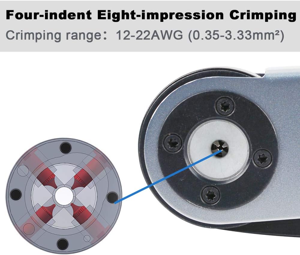 JRready JRD-HDT-48 Deutsch Crimper/HDT-48-00 Solid Contacts Crimping Tool Wire Range 12-22AWG for Deutsch 12#, 16#, 20# Terminals Work with Deutsch DT DTM DTP Series Connectors