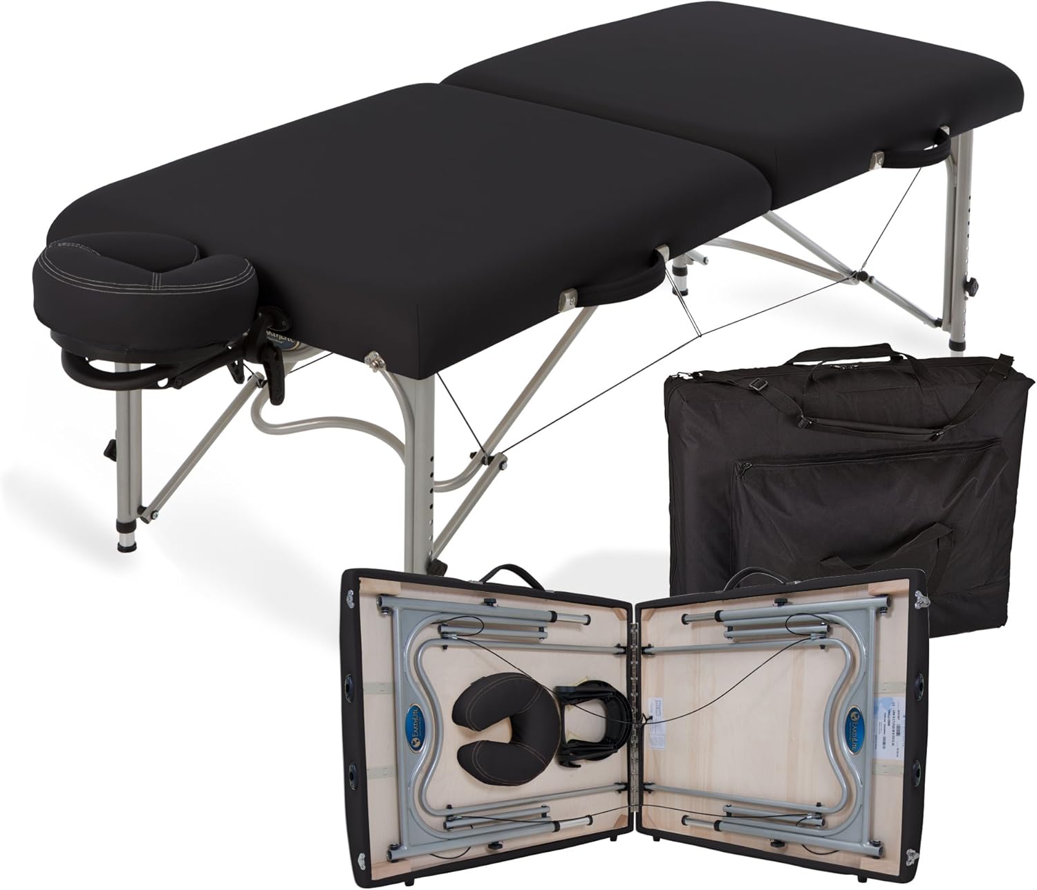 EARTHLITE Portable Massage Table LUNA - Ultra-Lightweight, Patented Aluminum Reiki Frame incl. Flex-Rest Face Cradle & Carry Case (29lb)
