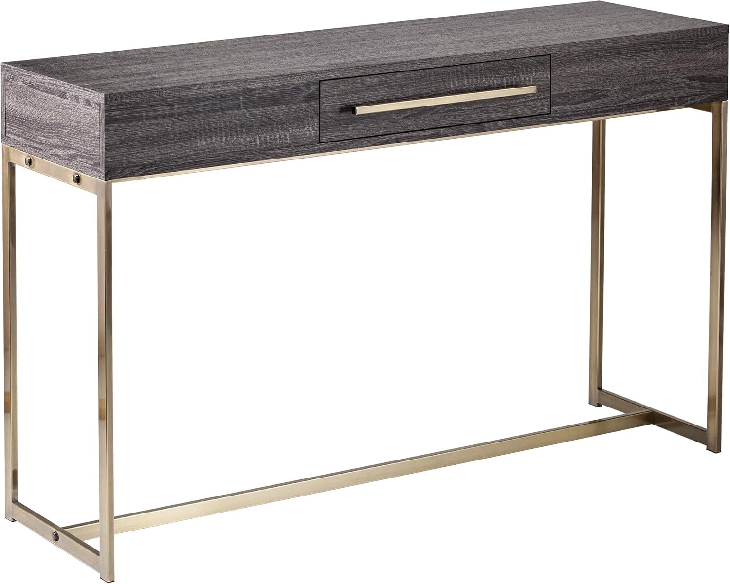 SEI Furniture Akmonton Console Table, Black Oak, Antique Brass