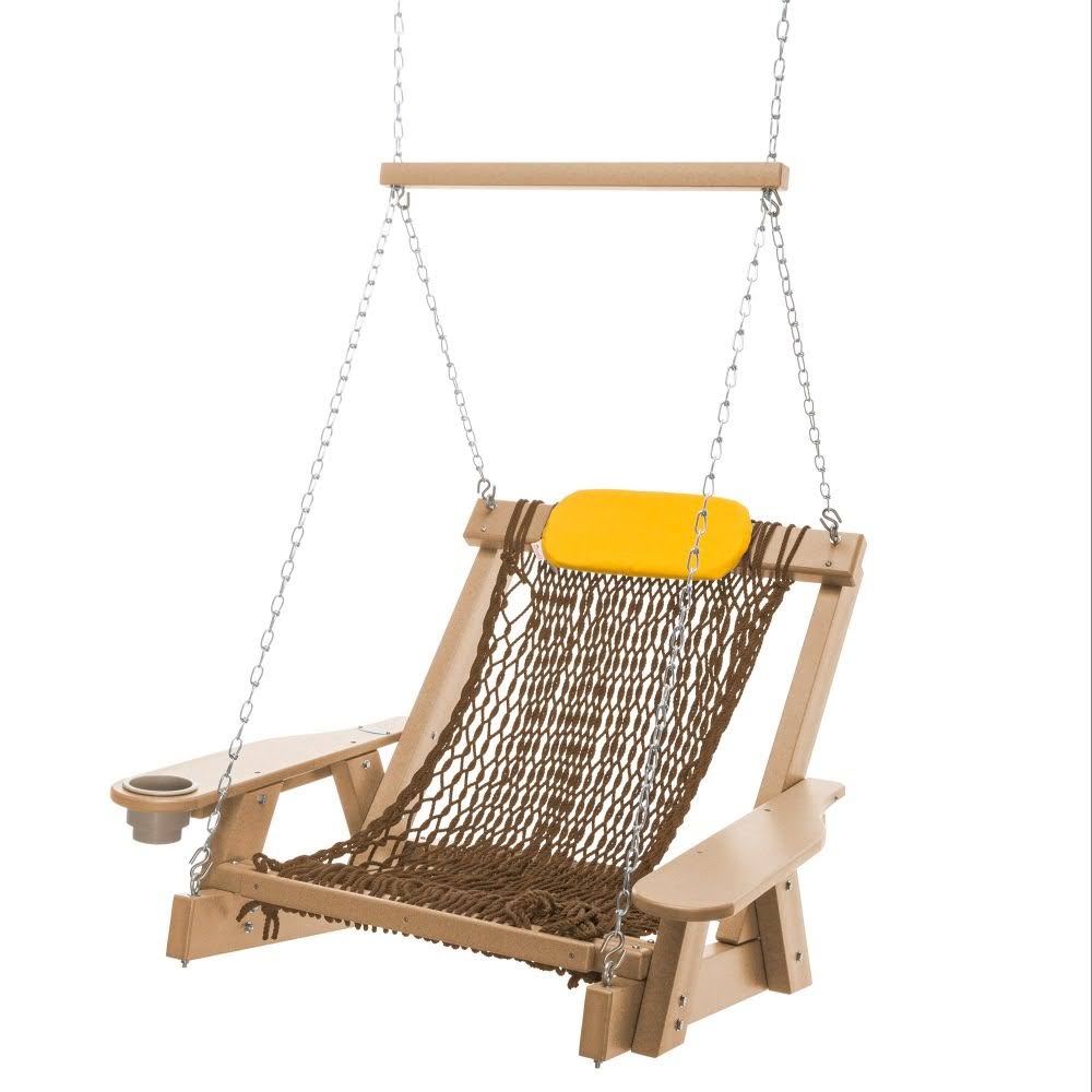Nags Head Hammocks Cedar Durawood Single Rope Swing - Mocha DuraCord
