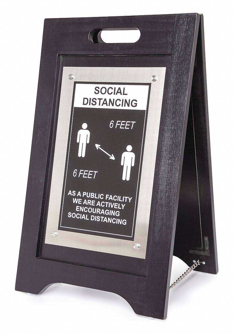 Hospitality 1 Source Blwfni-Sd Social Distancing Floor Sign,black,pk2