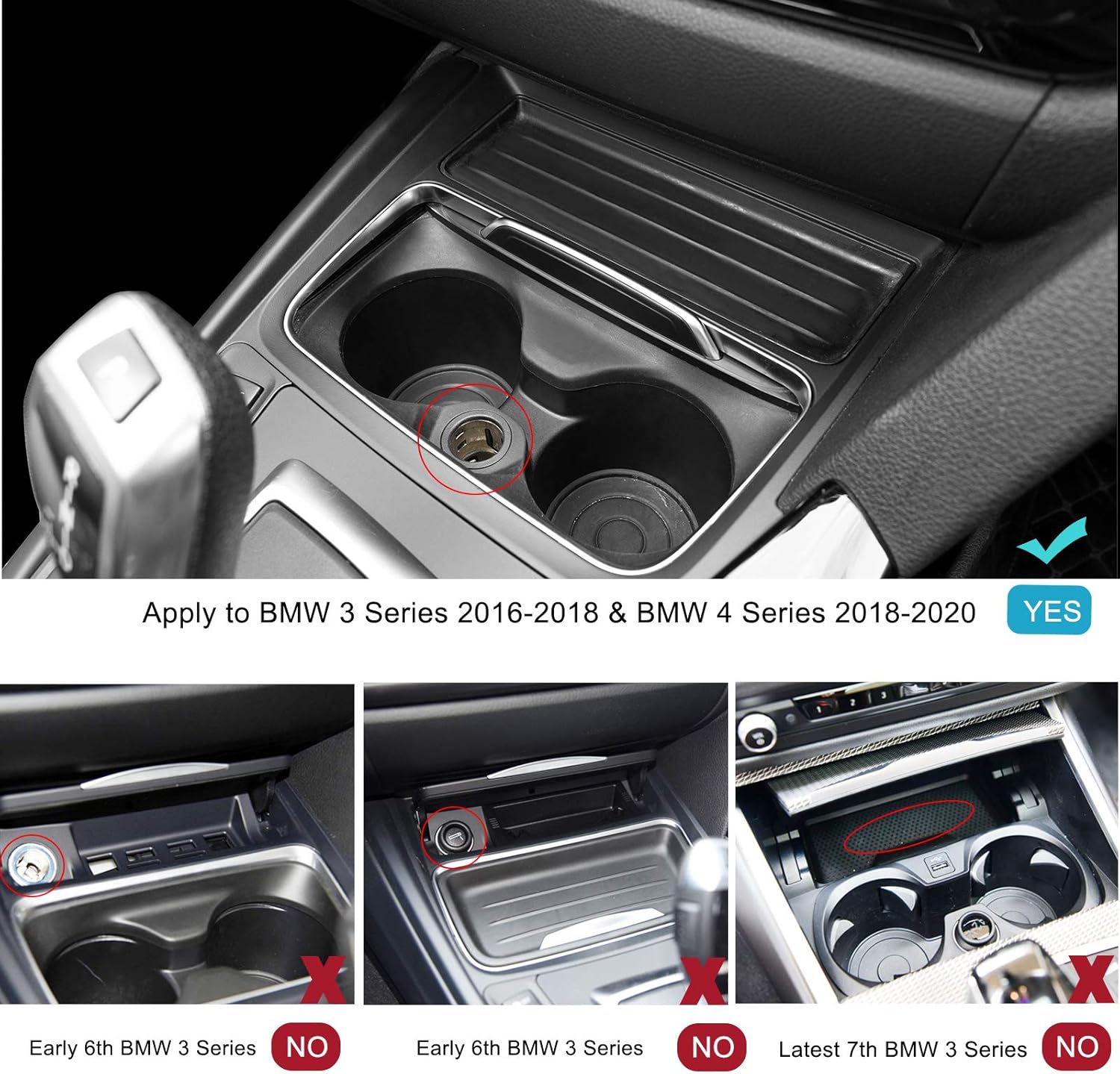 CarQiWireless Wireless Charger for 2016 2017 2018 BMW 3 Series Accessories F30 F31 F34 M3 2018 2019 2020 BMW 4 Series M4 Wireless Charging Pad for 320i/328i/328d/330i/340i/430i/440i/430i 440i xDrive Pack of 2