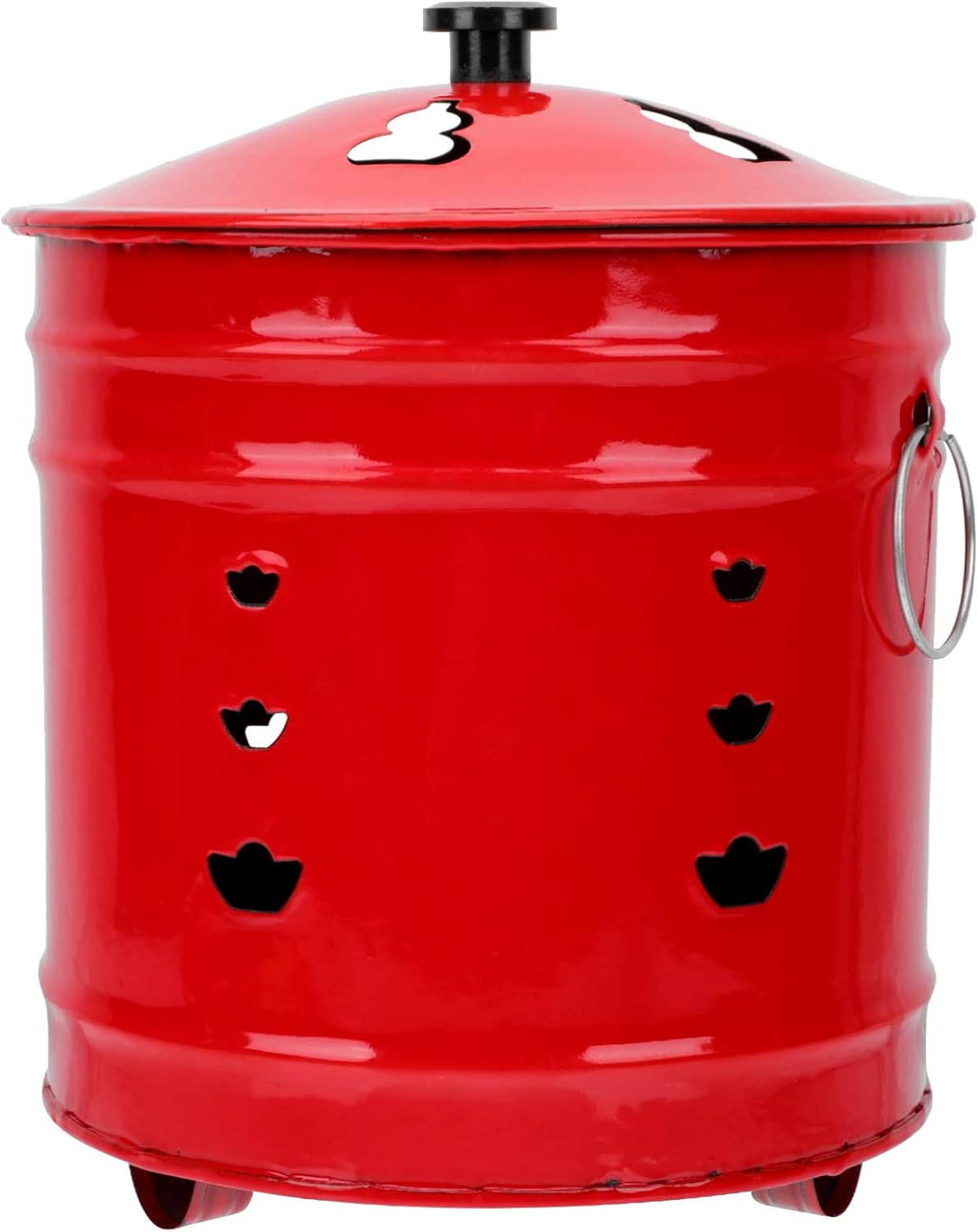 Enamel Burn Barrel Incinerator Cage Fire Pit Metal Garden Fire Cage Yard Debris Burn Incinerator Bin for Paper Leaf Trash Wood Log Backyard Bonfire Red