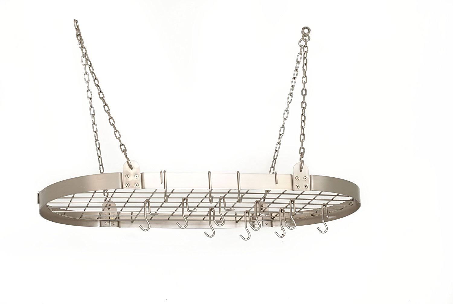 Old Dutch 122SN 36 x 18 Satin Nickel Oval Pot Rack with 12 Hooks