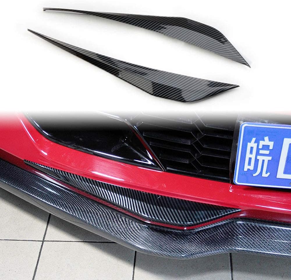 Justautotrim Carbon Fiber Look Cover Trims Accessories Front Bumper Bottom Corner for 2014 2015 2016 2017 2018 Chevrolet Corvette C7