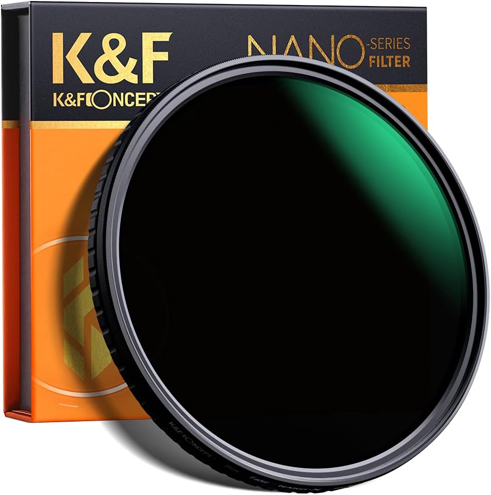 K&F Concept 77mm Variable ND Filter ND8-ND128 (3-7 Stop) HD Hydrophobic VND Filter for Camera Lens No X Cross Pack of 2
