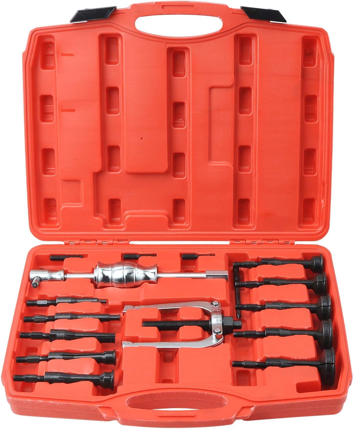16pc Blind Hole Collet Bearing Race and Seal Puller Extractor Kit, Slide Hammer Pilot Insert Inner Internal Bearing Removal Tool Set