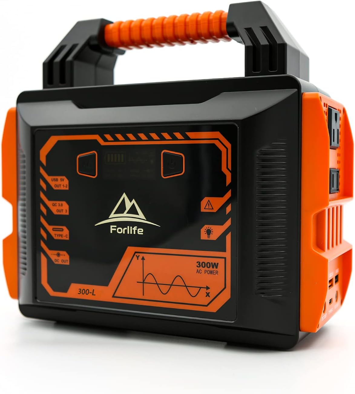 FORLIFE Portable Power Station,300W Pure Sine Wave Camping Generator,80000mAh Portable Power Supply with USB Type-C PD/QC3.0/1AC/2 DC/2 USB Outputs, Solar Lithium Emergency Backup Power for CPAP