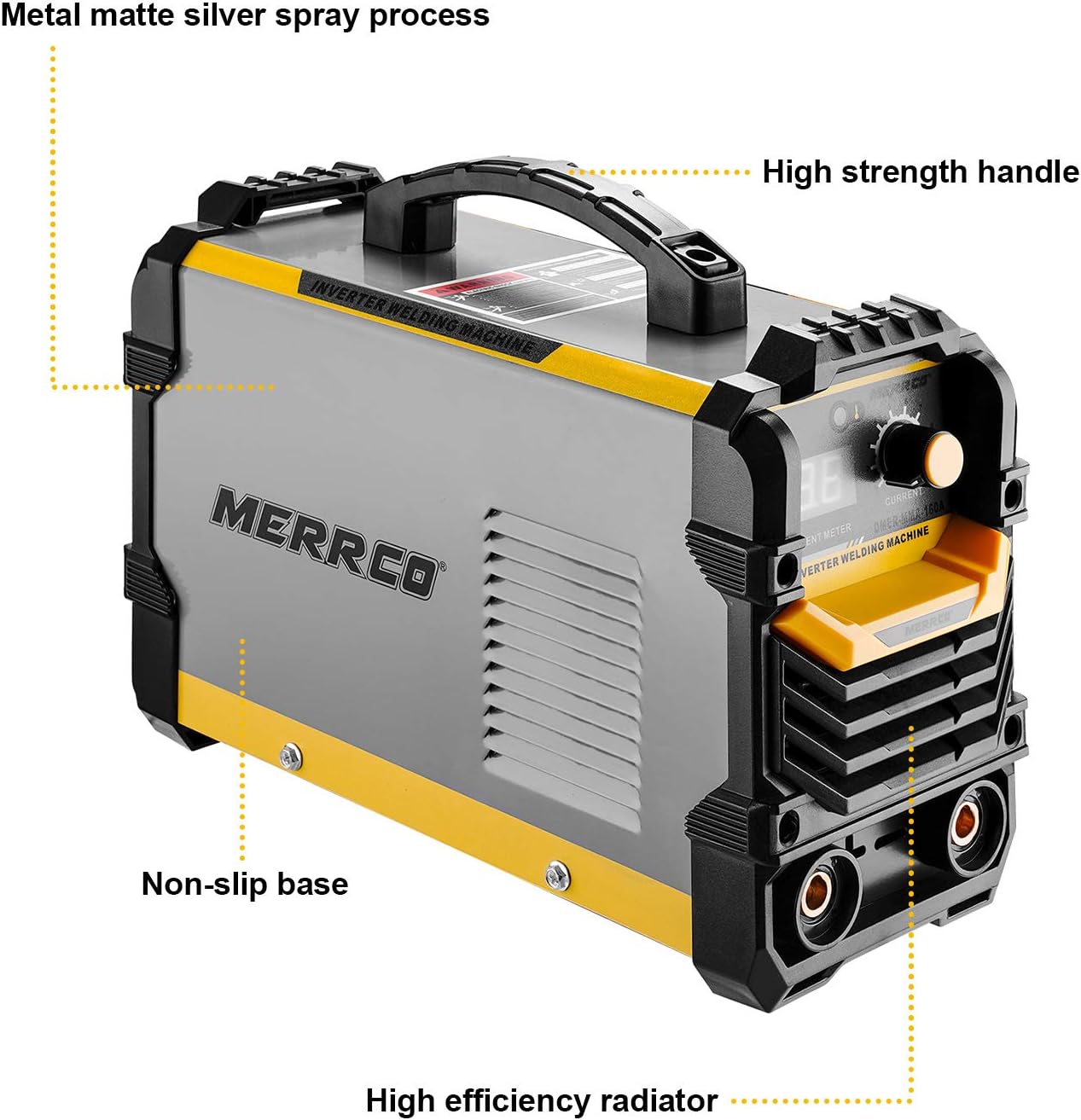 MERRCO 110/220V MMA Welder, 160A ARC Welder Machine IGBT Digital Display LCD Hot Start Welder with Electrode Holder,Work Clamp, Input Power Adapter Cable and Brush