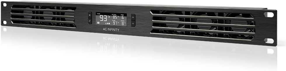 AC Infinity CLOUDPLATE T1-N, Rack Mount Fan Panel 1U, Intake Airflow, for cooling AV, Home Theater, Network 19” Racks