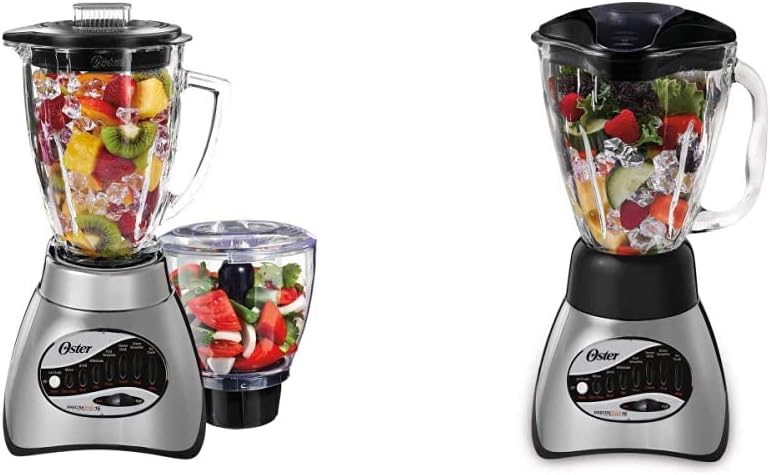 Oster Core 16-Speed Blender with Glass Jar, Black, 006878. Brushed Chrome Pack of 2