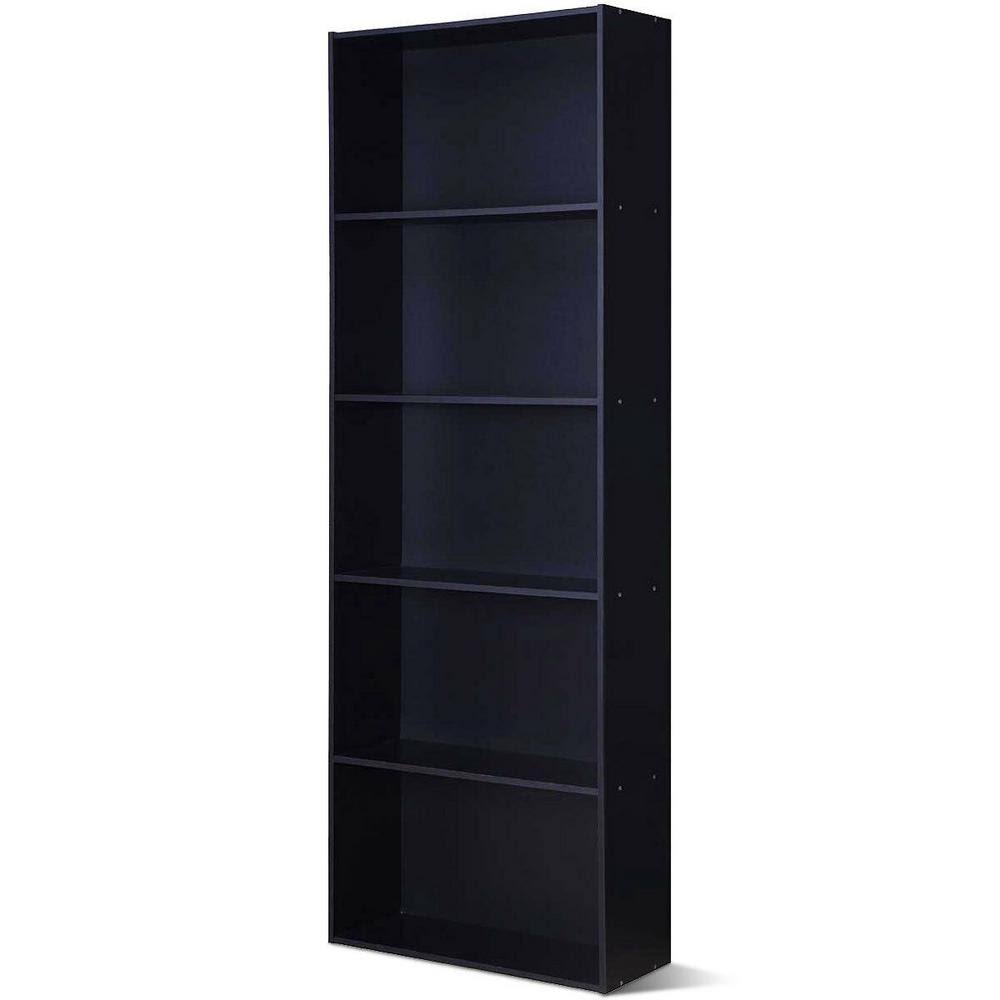 Boyel Living 67 in. Black 5-Shelf Standard Bookcase with Adjustable Shelves