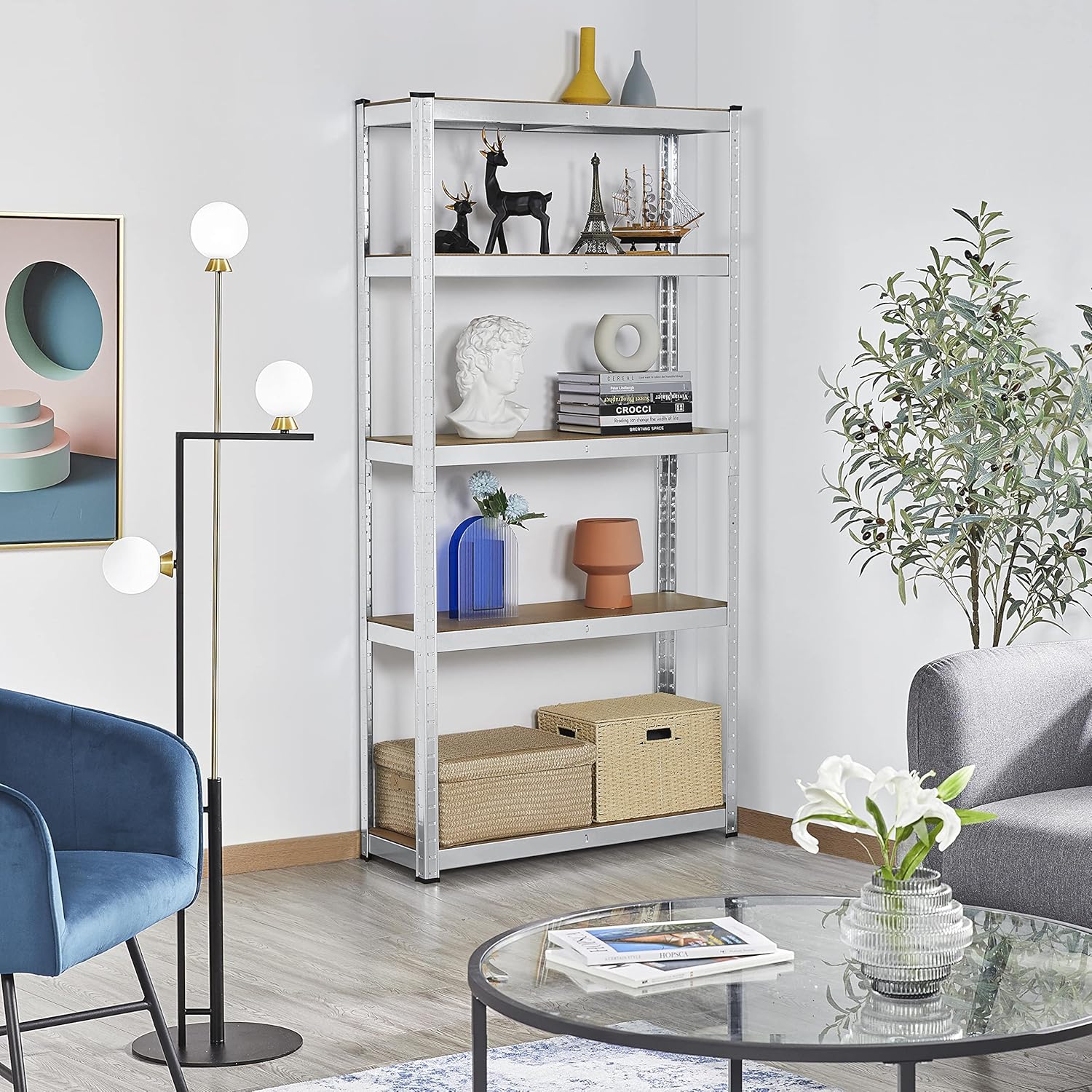 Yaheetech Heavy Duty 5 Tier Metal Storage Garage Shelves Adjustable Boltless Shelving Units,71in H, 3 Packs