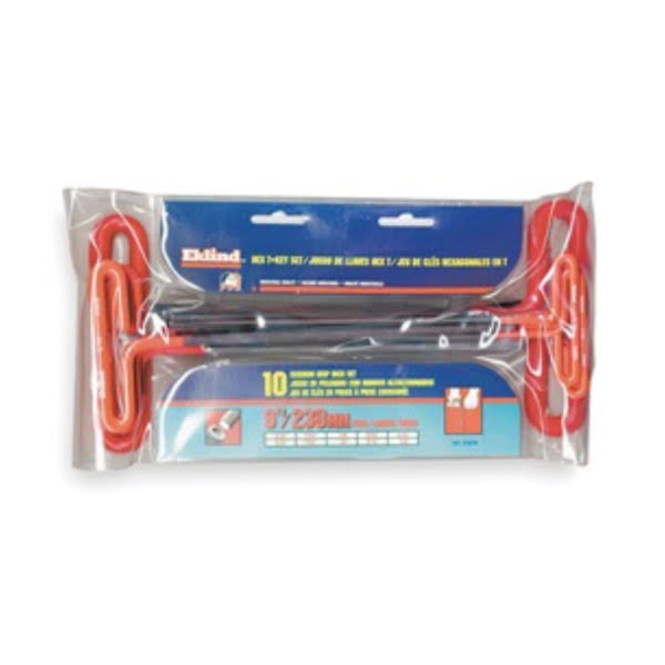 Black Hex Key Set, Alloy Steel, SAE, T-Handle, Vinyl Coated, Number of Pieces: 10 53910